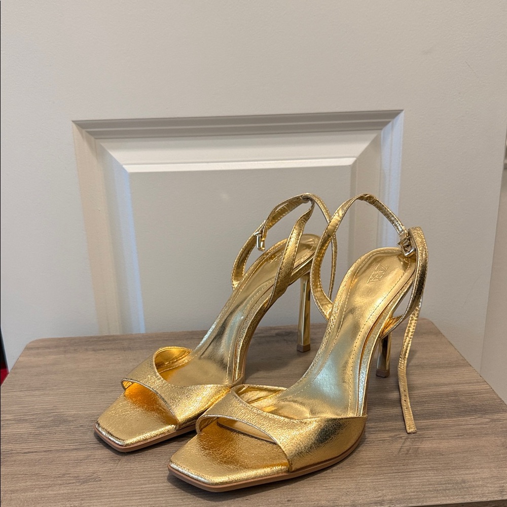 Zara Shimmering Gold Heels